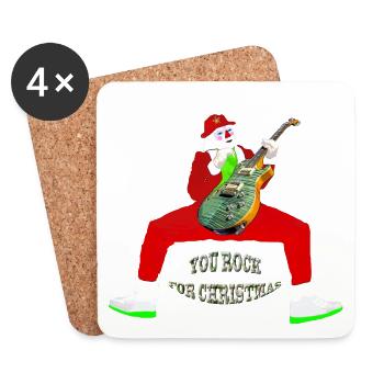père Noël guitariste you rock for christmas - Dessous de verre (lot de 4) - blanc - Devant