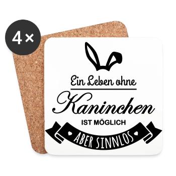 leben ohne Kaninchen möglich aber sinnlos Hasen - Untersetzer (4er-Set) - Weiß - Vorne