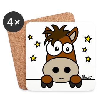 Poney, Pony Club, Sport, Équitation - Dessous de verre (lot de 4) - blanc - Devant