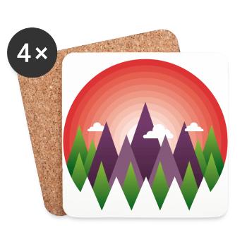 geometric mountain sunrise - Dessous de verre (lot de 4) - blanc - Devant