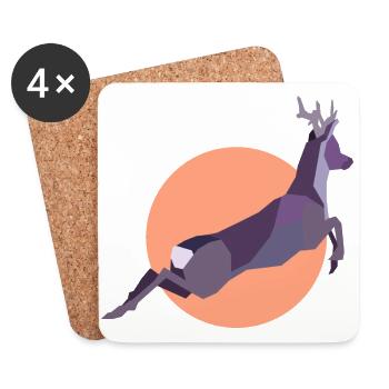 Sunset Deer, - Dessous de verre (lot de 4) - blanc - Devant