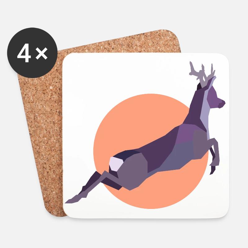 Sunset Deer - Untersetzer (4er-Set) - Weiß