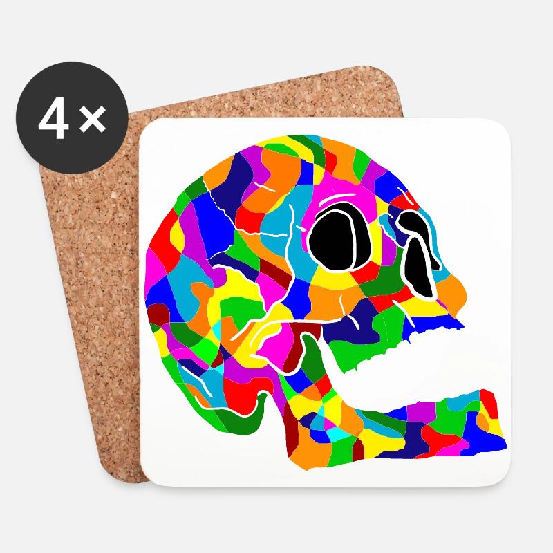 Bunter Totenkopf Schaedel Skull - Untersetzer (4er-Set) - Weiß