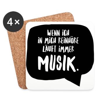Musik Spruch Lustig Sprechblase DJ - Untersetzer (4er-Set) - Weiß - Vorne