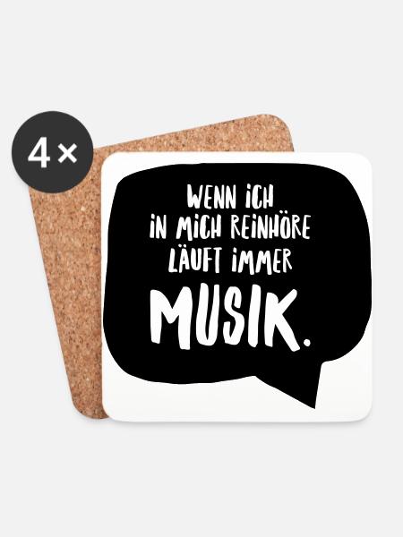 Musik Spruch Lustig Sprechblase DJ - Untersetzer (4er-Set) - Weiß