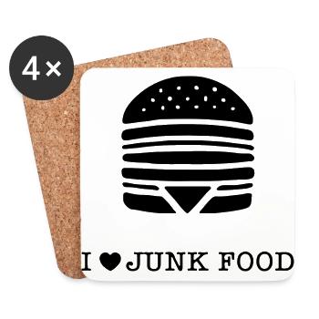 I love junk food / I love junk food - Coasters (set of 4) - white - Front