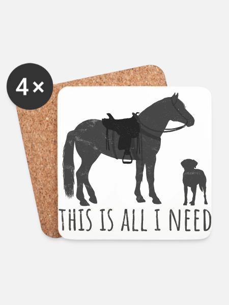 This is all I need - Westernreiter Pferd und Hund - Untersetzer (4er-Set) - Weiß