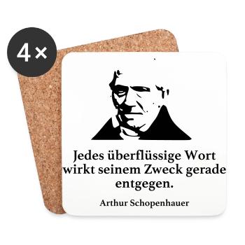 Schopenhauer: Jedes überflüssige Wort wirkt seine - Untersetzer (4er-Set) - Weiß - Vorne