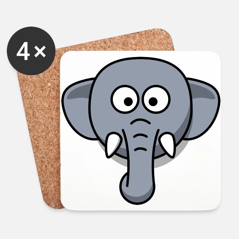 Elefant - Untersetzer (4er-Set) - Weiß