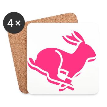 Ein laufender Hase - Untersetzer (4er-Set) - Weiß - Vorne