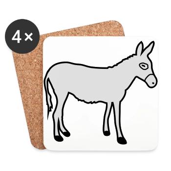 Donkey | Horse riding Bauernhof Muli Horseback riding stable - Coasters (set of 4) - white - Front