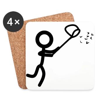 Stickman fangen - Untersetzer (4er-Set) - Weiß - Vorne