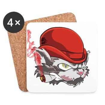 mafia cat shirt by CustomStyle - Coasters (set of 4) - white - Front