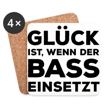Glück ist, wenn der Bass einsetzt. Musik Rocker - Untersetzer (4er-Set) - Weiß - Vorne