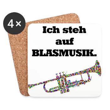 Ich stehe aufs blasen! Auf Blasmusik - Untersetzer (4er-Set) - Weiß - Vorne