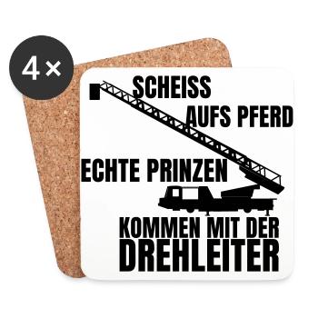 feuerwehr scheiss aufs Pferd echte Prinzen kommen - Untersetzer (4er-Set) - Weiß - Vorne