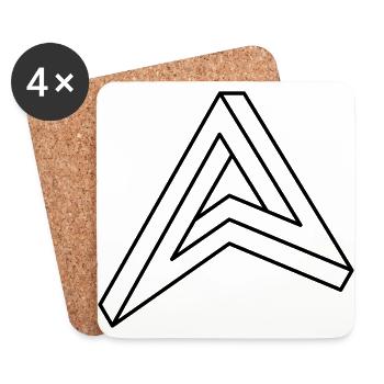 impossible chiffre Hipster géométrie triangle Escher - Dessous de verre (lot de 4) - blanc - Devant