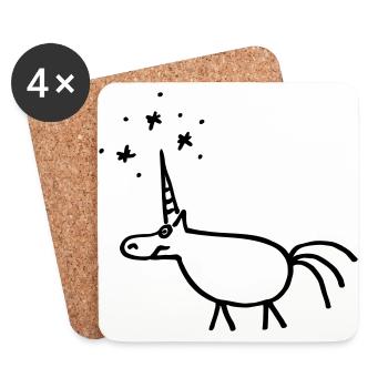 Stick figure unicorn funny unicorn picture Fun - Coasters (set of 4) - white - Front