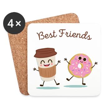 Beste Freunde - Untersetzer (4er-Set) - Weiß - Vorne