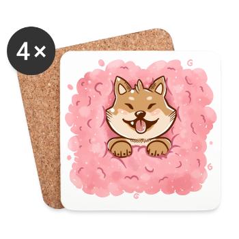 Cotton Candy Shiba Inu - Coasters (set of 4) - white - Front