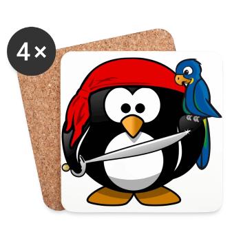 Pirat Pinguin - Untersetzer (4er-Set) - Weiß - Vorne