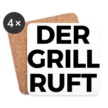 Der Grill ruft - Untersetzer (4er-Set) - Weiß - Vorne