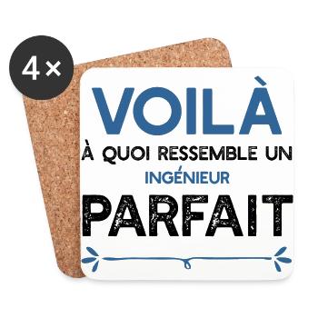 Un Ingénieur parfait métier cadeau - Dessous de verre (lot de 4) - blanc - Devant