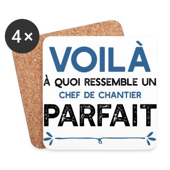 Un Chef de chantier parfait métier cadeau - Dessous de verre (lot de 4) - blanc - Devant