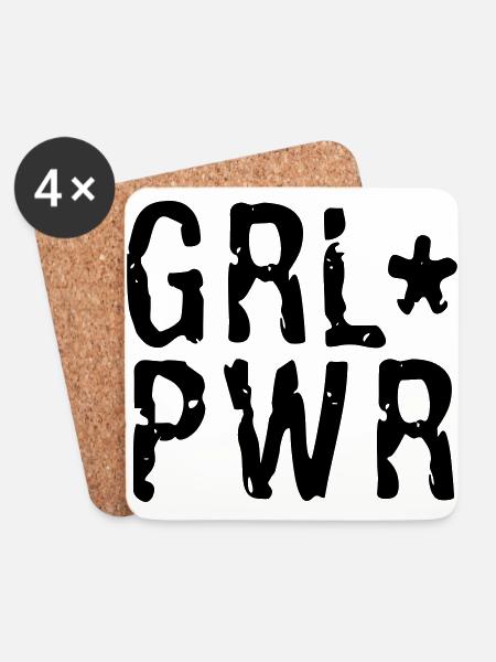 Girl Power - Untersetzer (4er-Set) - Weiß