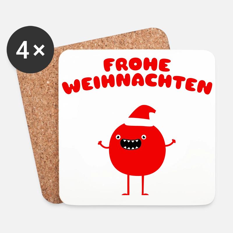 Funny Santa Claus - Frohe Weihnachten - Untersetzer (4er-Set) - Weiß