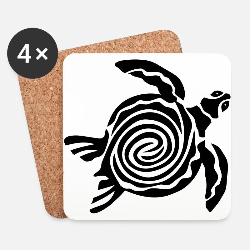 Schildkröte - Untersetzer (4er-Set) - Weiß