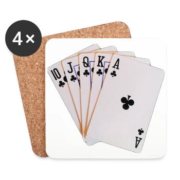 Poker, Royal Flush Kreuz. Geschenkidee - Untersetzer (4er-Set) - Weiß - Vorne