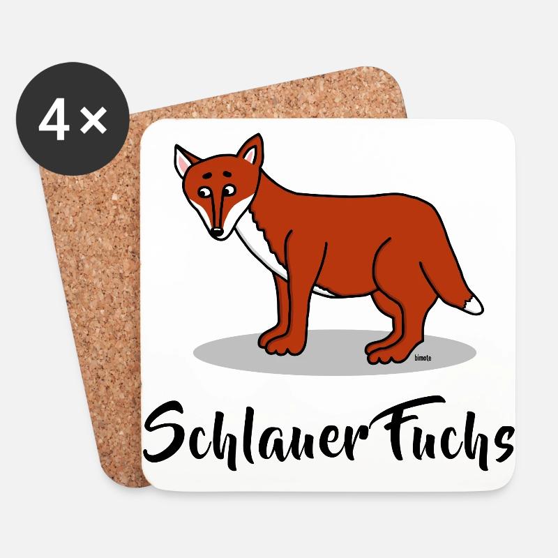 Schlau Intelligent - Schlauer Fuchs - Untersetzer (4er-Set) - Weiß