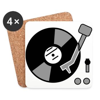 DJ Turntable Idée cadeau vinyle Disque phonographe Musique - Dessous de verre (lot de 4) - blanc - Devant
