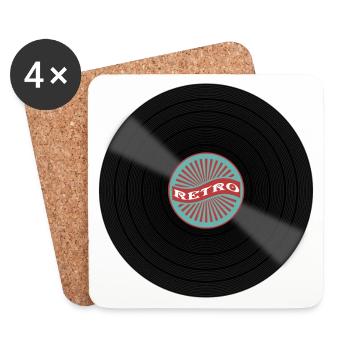 Retro Record Gift Idea Musician DJ Vinyl - Coasters (set of 4) - white - Front