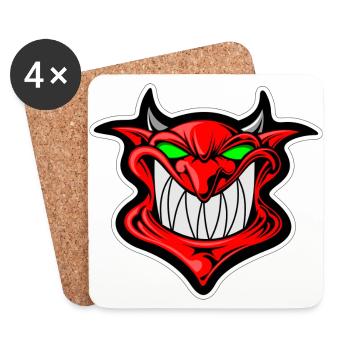 Teufel Teuflisch Dämon Demon Dämonisch Icon Kopf - Untersetzer (4er-Set) - Weiß - Vorne