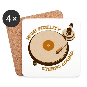 Turntable Vinyl Record DJ Retro Vintage - Coasters (set of 4) - white - Front