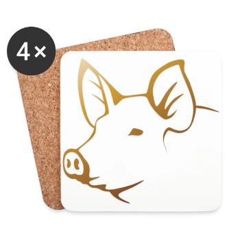 Schwein - Schweinekopf Bauernhof Tier - Untersetzer (4er-Set) - Weiß - Vorne