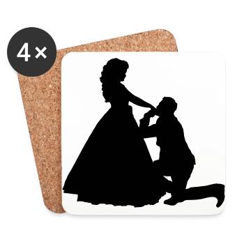 Kniender Mann vor Frau Prinzessin - Untersetzer (4er-Set) - Weiß - Vorne