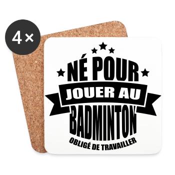 né pour jouer au badminton - Dessous de verre (lot de 4) - blanc - Devant