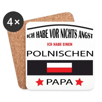 POLNISCHER PAPA - Untersetzer (4er-Set) - Weiß - Vorne