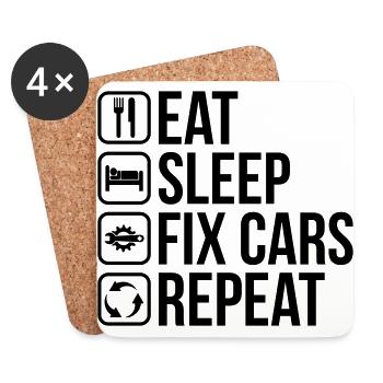 Mangez le sommeil Fix Auto répétition - Dessous de verre (lot de 4) - blanc - Devant