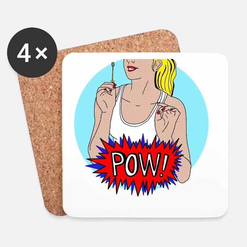 Pow! - Untersetzer (4er-Set) - Weiß