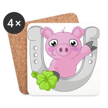 Glücks Comic Schweinchen - Untersetzer (4er-Set) - Weiß - Vorne