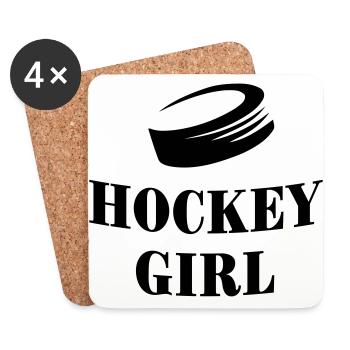 fille de hockey - Dessous de verre (lot de 4) - blanc - Devant