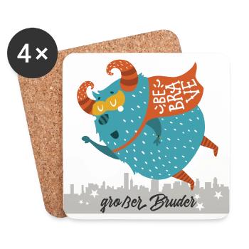 großer Bruder Monster - Untersetzer (4er-Set) - Weiß - Vorne