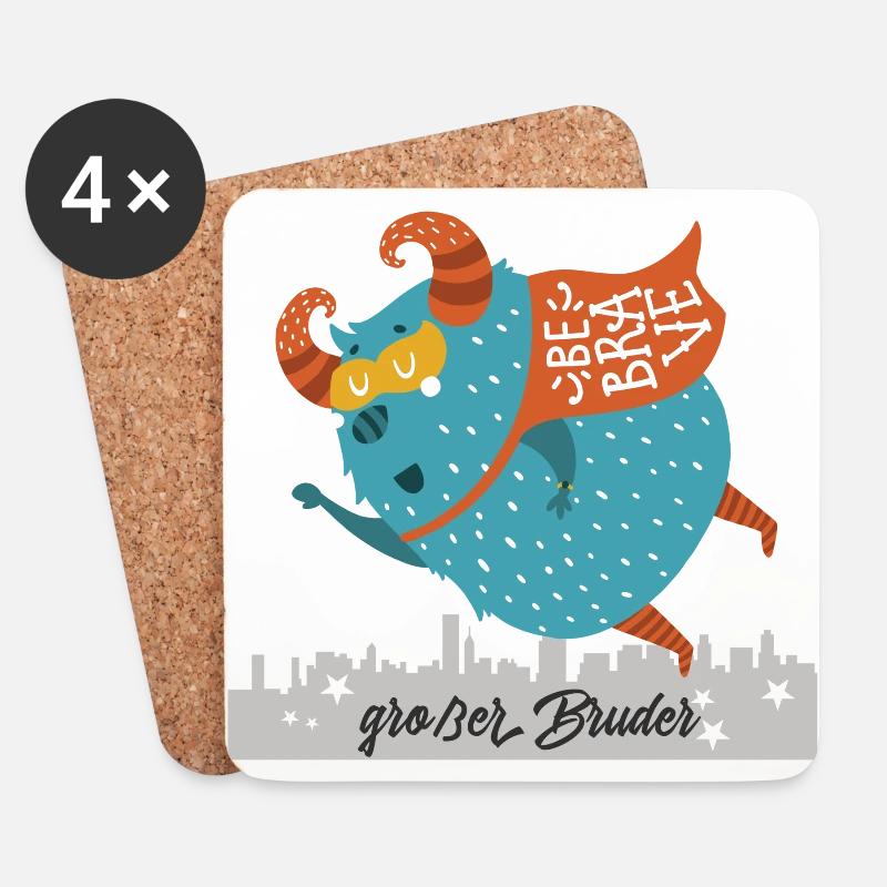 großer Bruder Monster - Untersetzer (4er-Set) - Weiß