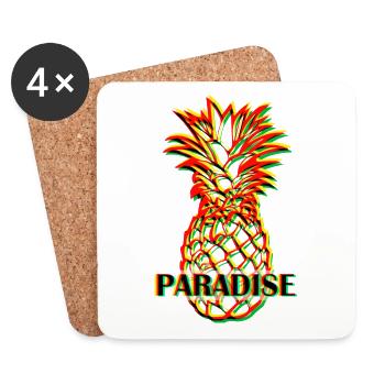 Pineapple in 3D look - Coasters (set of 4) - white - Front