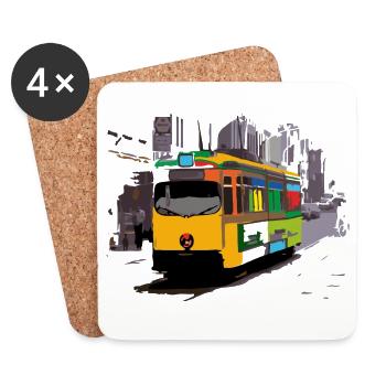 Public transport Tram Ruhrgebiet Seventies 70s - Coasters (set of 4) - white - Front
