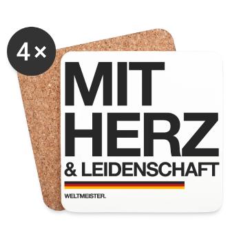 Deutschland - Weltmeister mit Herz & Leidenschaft - Untersetzer (4er-Set) - Weiß - Vorne